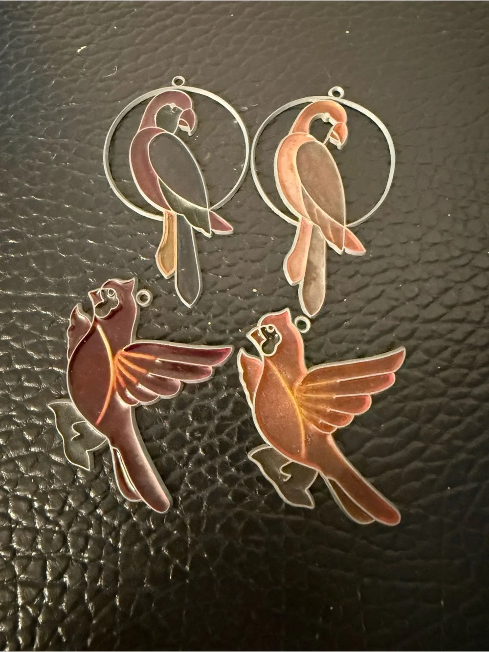 Vintage Glass and Metal Bird Decorative Bird Suncatcher Ornaments set - 4